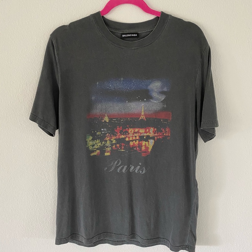 Balenciaga Paris washed grey T-shirt